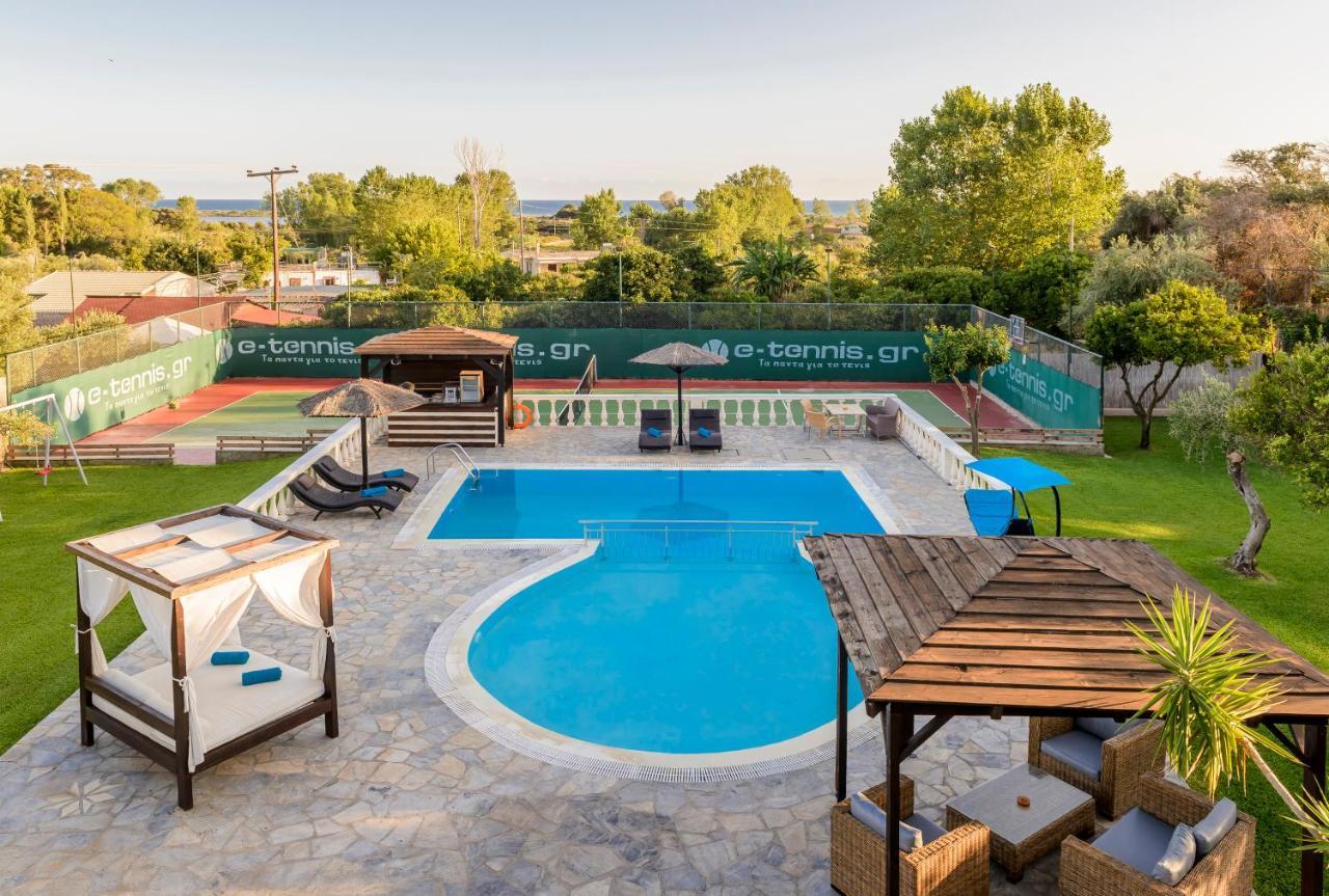 Villa Maxim With Private Pool & Tennis Court Halikounas Exterior photo
