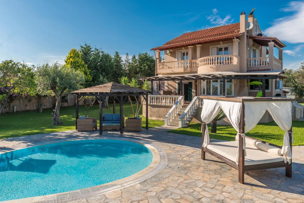 Villa Maxim With Private Pool & Tennis Court Halikounas Exterior photo