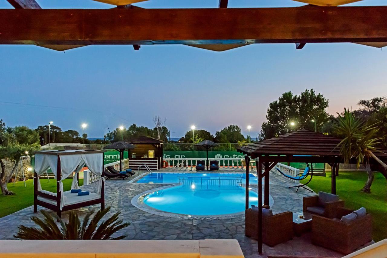 Villa Maxim With Private Pool & Tennis Court Halikounas Exterior photo